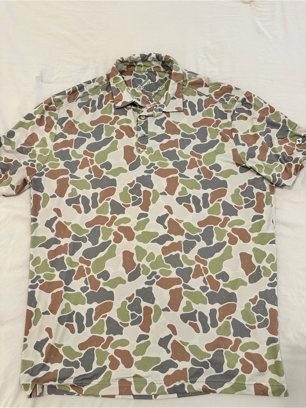 BURLEBO Camouflage Polo in Green, Brown, Gray